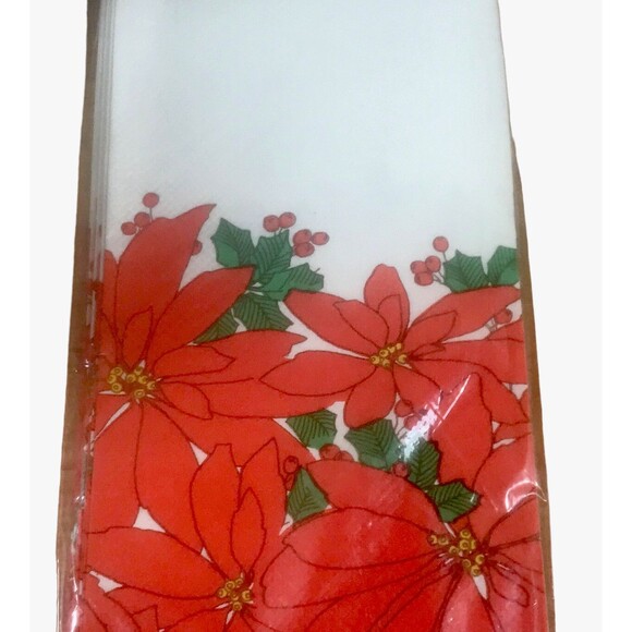 Vtg Christmas Paper Tablecloth Poinsettia Pattern 54 x 96 American Greeting - Picture 4 of 4